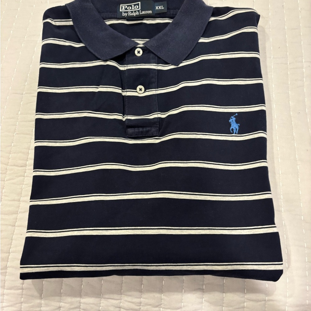 Ralph Lauren Blue and White Striped Polo Shirt
